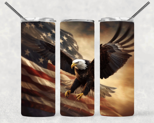 Eagle With Flag Wrap For Straight Tumbler-S308