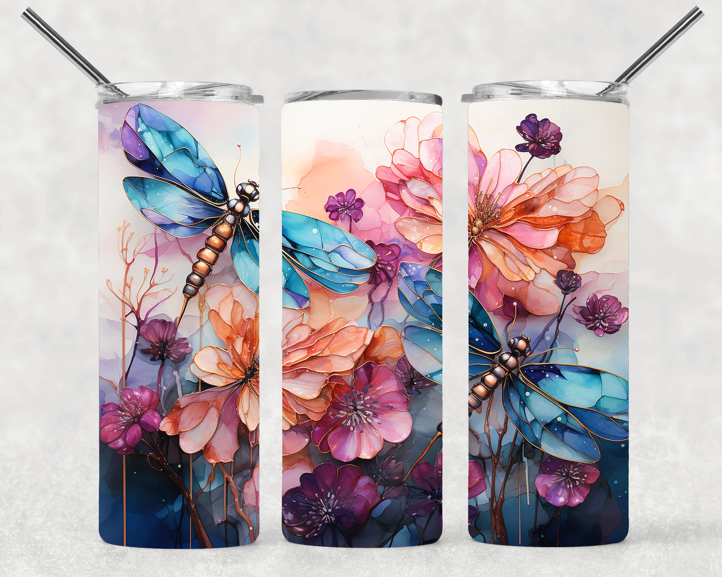 Dragonfly Wrap For Straight Tumbler-S322