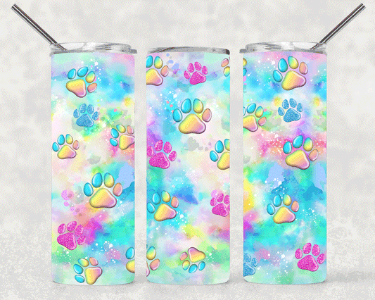Glitter Paw Prints Wrap For Straight Tumbler-S327