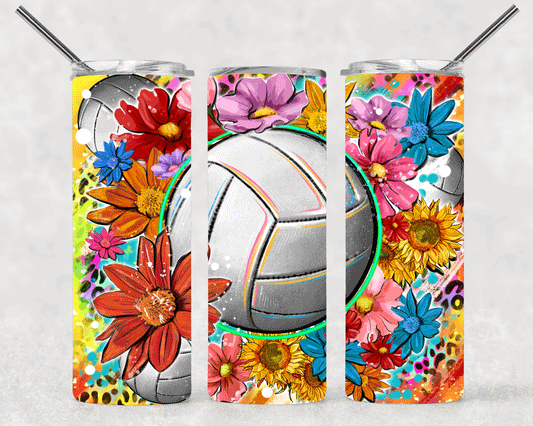 Floral Volleyball Wrap For Straight Tumbler-S330