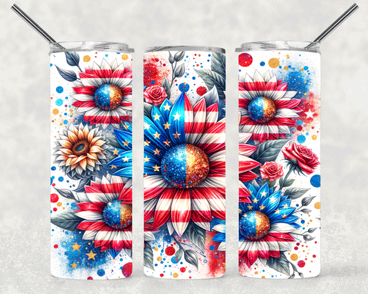 USA Flowers Wrap For Straight Tumbler-S368