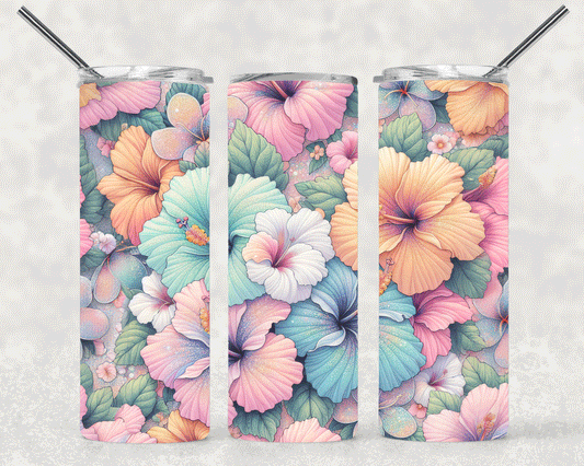 Pastel Floral Wrap For Straight Tumbler-S396