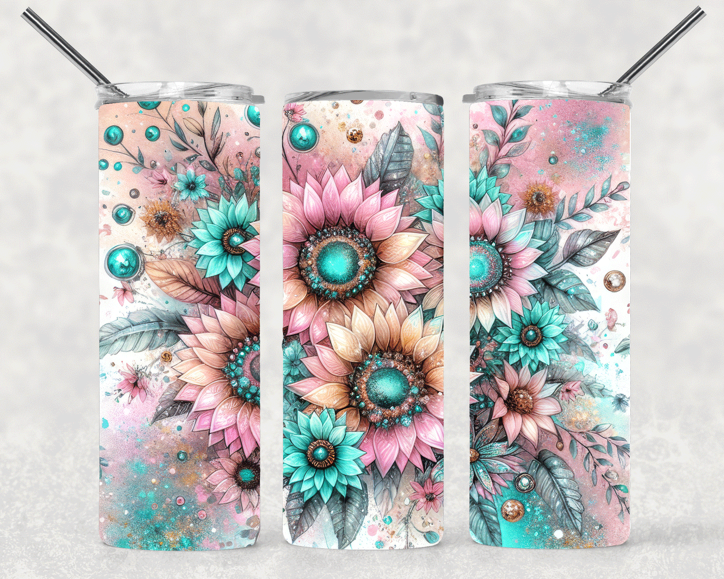 Pastel Sunflowers Wrap For Straight Tumbler-S399