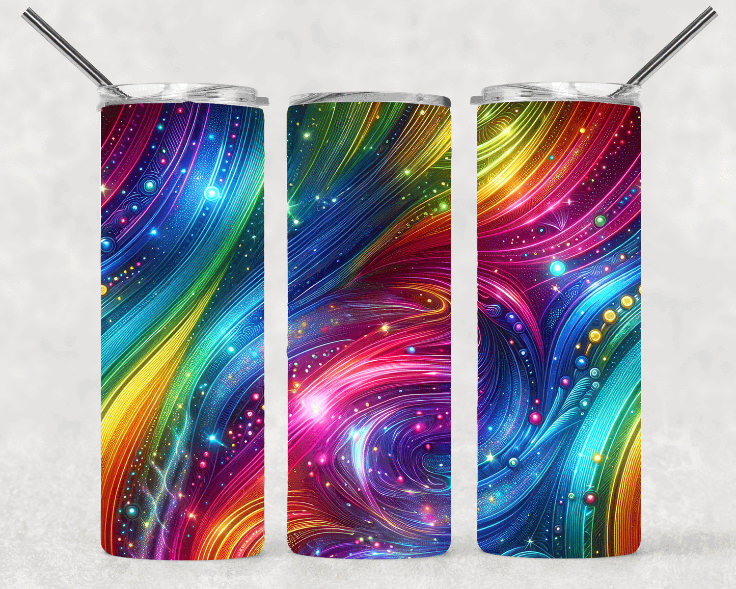 Glitter Rainbow Wrap For Straight Tumbler-S409