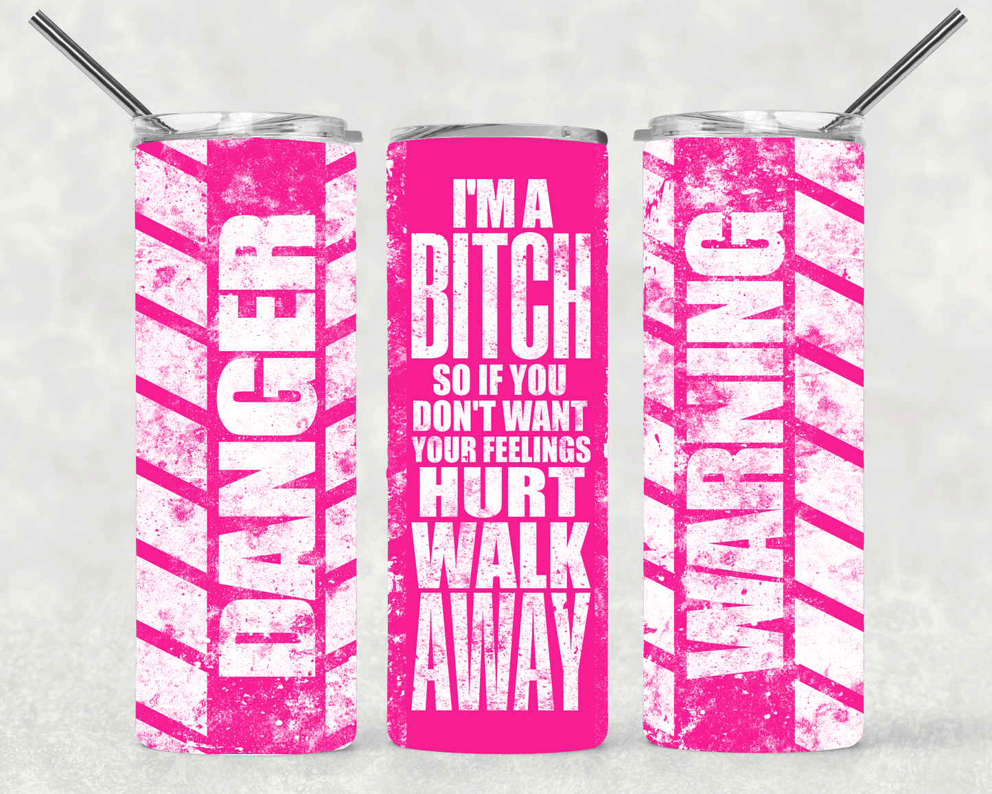 Pink Danger Wrap For Straight Tumbler-S422