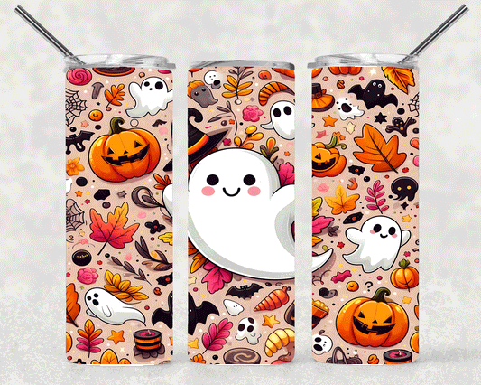 Pumpkin Ghost Wrap For Straight Tumbler-S434