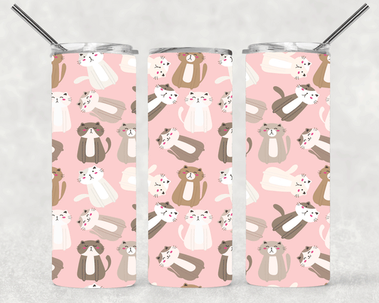 Pink Cats Wrap For Straight Tumbler-S444