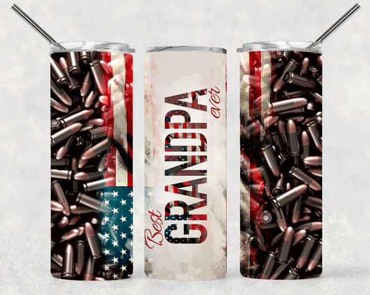 Grandpa Flag With Bullets Wrap For Straight Tumbler-S453