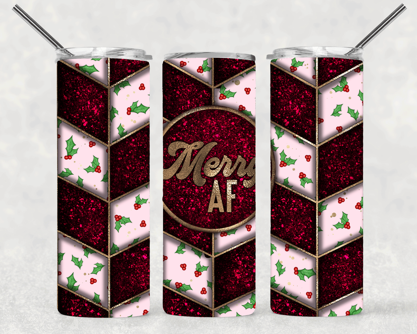 Merry AF Wrap For Straight Tumbler-S498