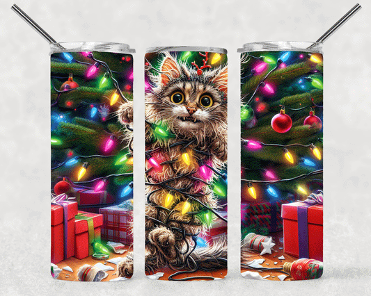 Cat With Lights Wrap For Straight Tumbler-S522