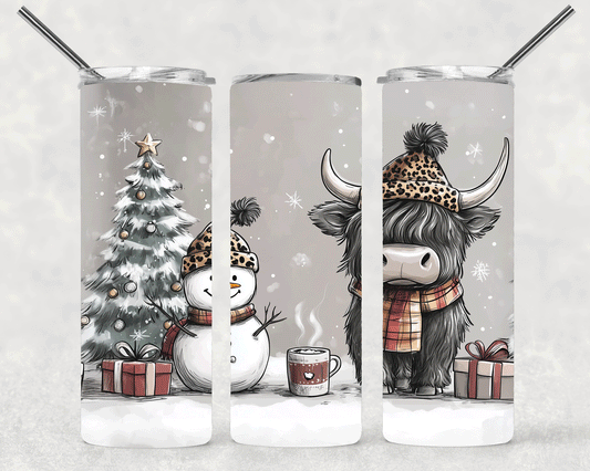Snowman With Cow Wrap For Straight Tumbler-S524