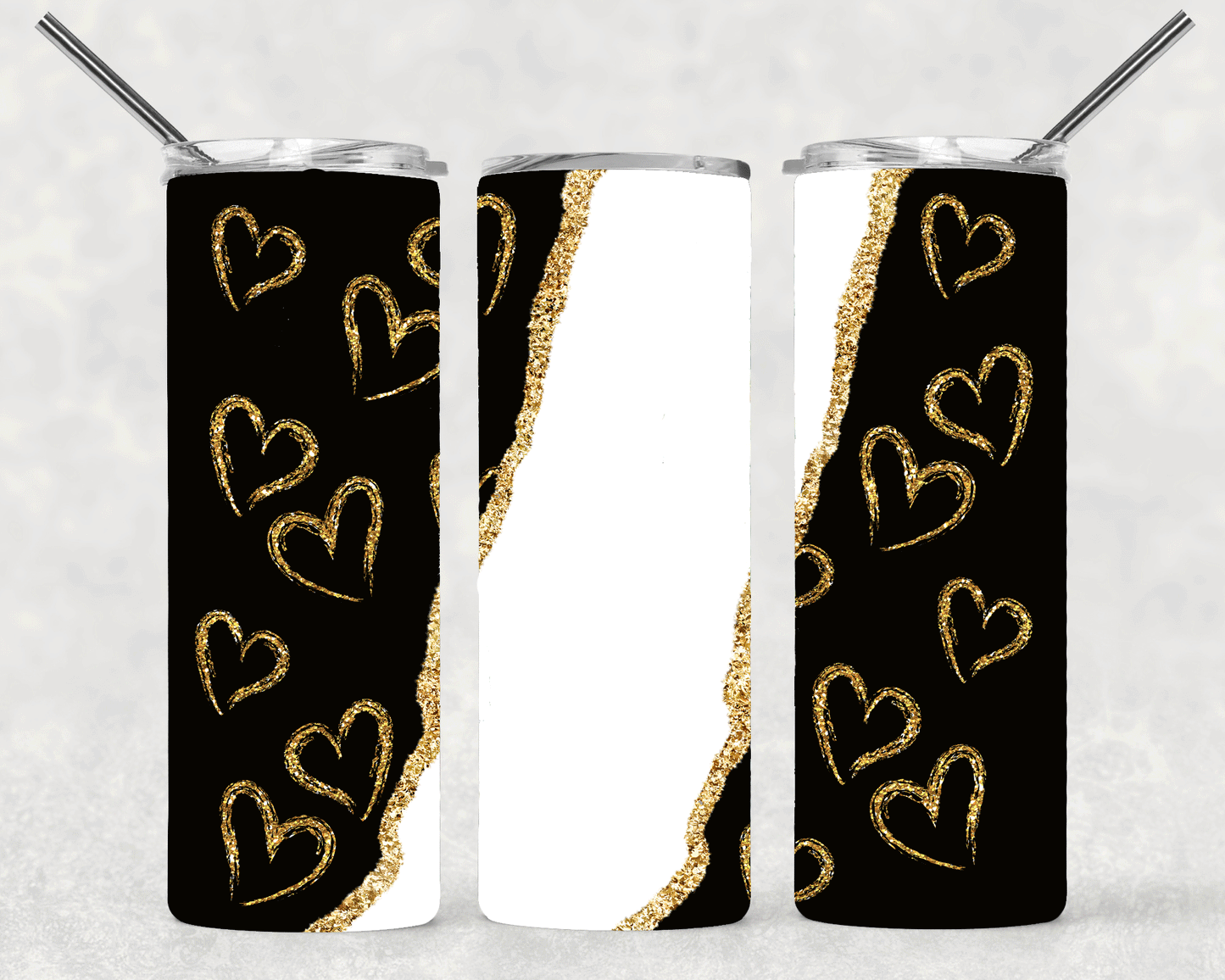 Black Hearts Wrap For Straight Tumbler-S526