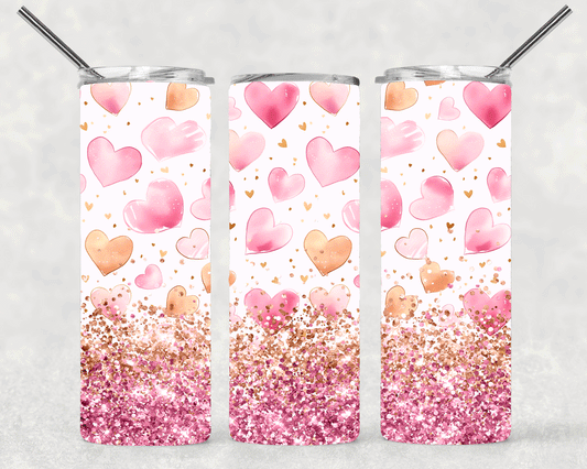 Pink Hearts Wrap For Straight Tumbler-S545