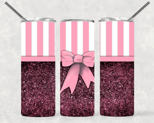 Pink Bow Wrap For Straight Tumbler-S557