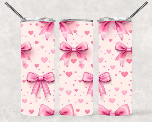 Pink With Hearts Wrap For Straight Tumbler-S558
