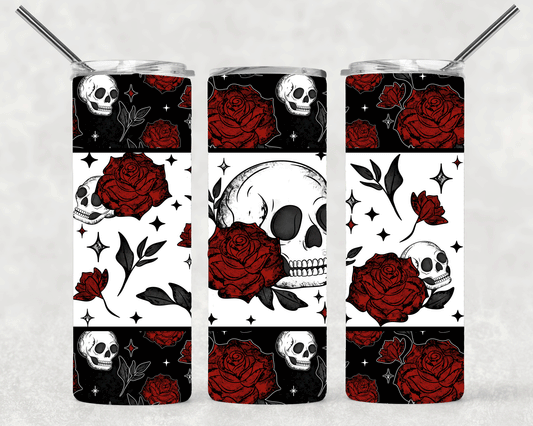 Red Rose Skull Wrap For Straight Tumbler-S586