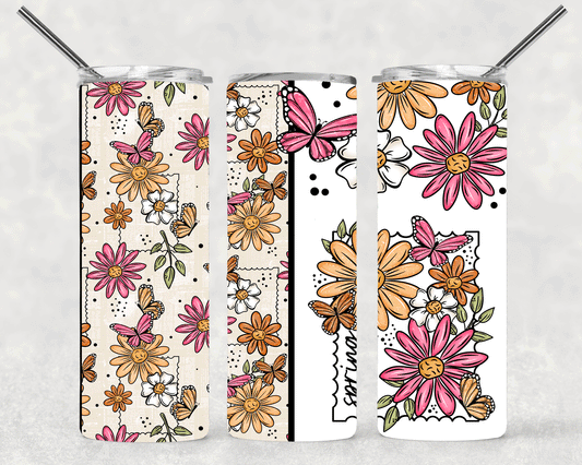 Floral Butterfly Wrap For Straight Tumbler-S588