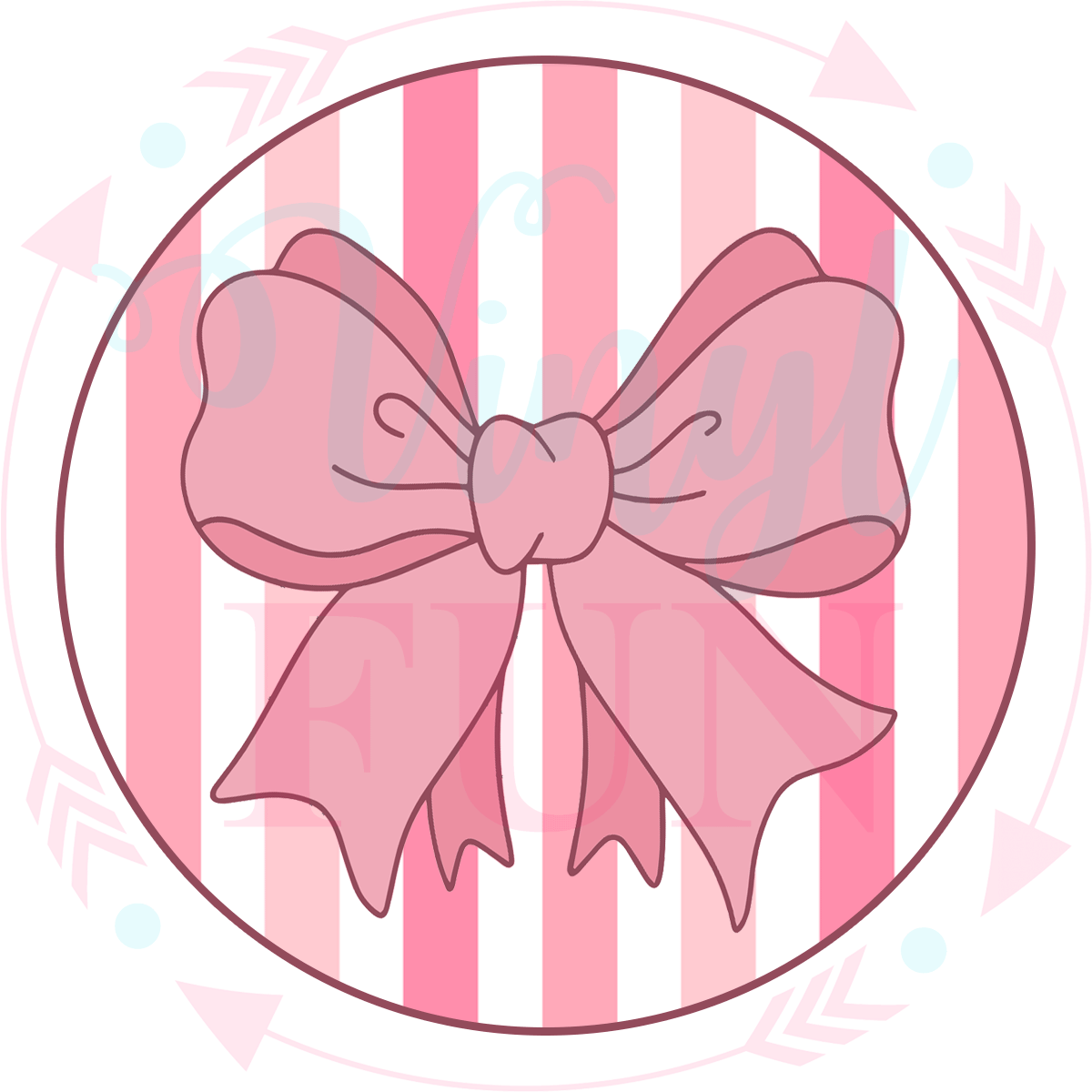 UVDTF Pink Striped Bow Decal-D12