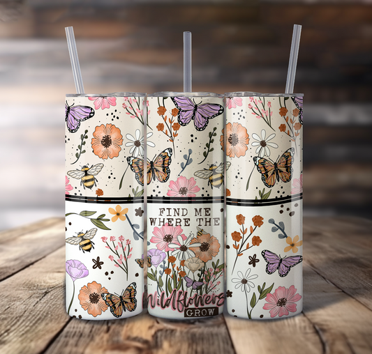 Wild Flowers Wrap For Straight Tumbler-S744