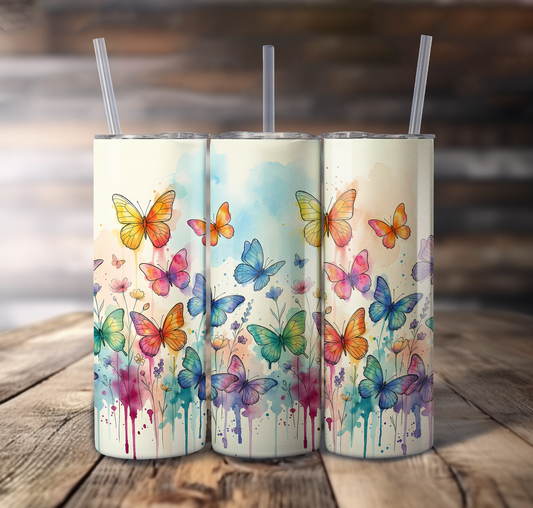 Colorful Butterflies Wrap For Straight Tumbler-S760