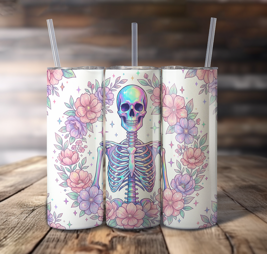 Floral Skeleton Wrap For Straight Tumbler-S761