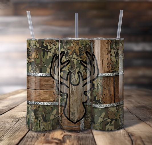 Camo Deer Wrap For Straight Tumbler-S766