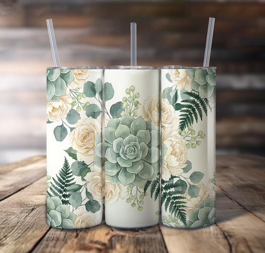 Muted Floral Wrap For Straight Tumbler-S768