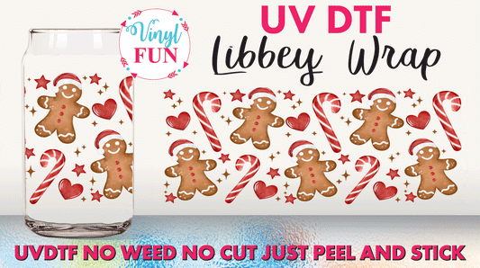 Gingerbread Candy cane UVDTF Libbey Glass Wrap - UV201