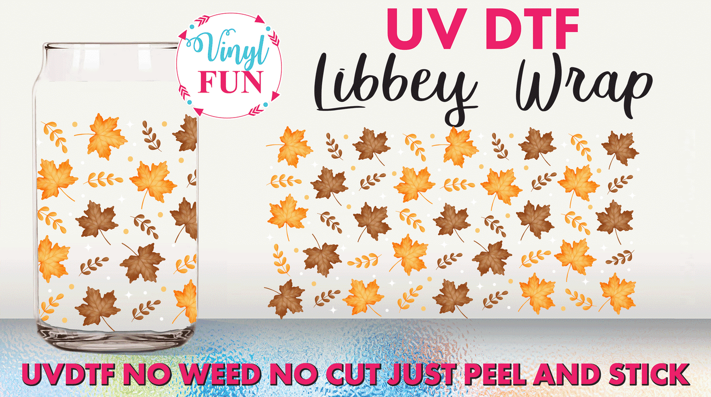 Fall Leaves UVDTF Libbey Glass Wrap - UV285
