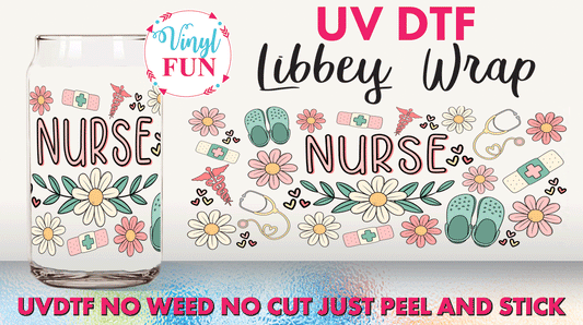 Nurse Floral UVDTF Libbey Glass Wrap - UV87