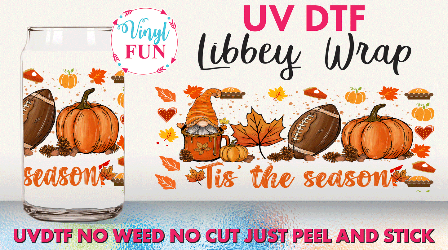 Football Tis The Season UVDTF Libbey Glass Wrap - UV63