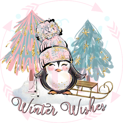 Winter Wishes Penguin Decal-H74