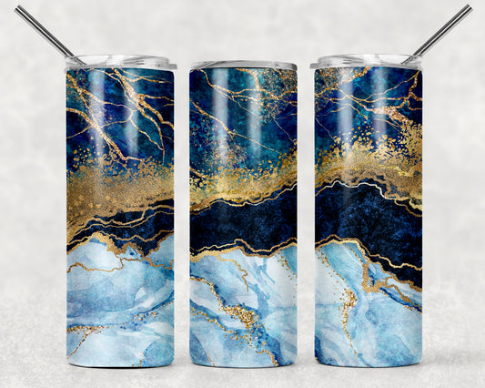 Blue Tones With Gold Wrap For Straight Tumbler-16