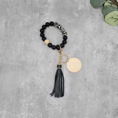Silicone Beads Bracelet With Tassel & Disc