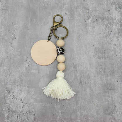 Wooden Beads Tassel Keychain