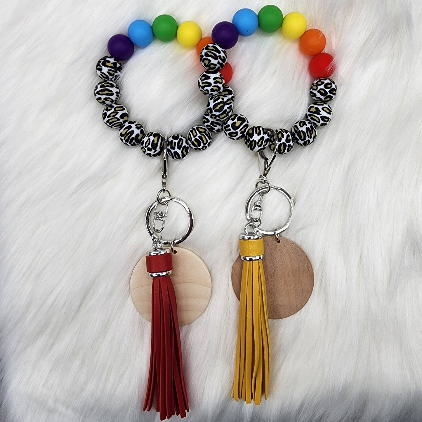 Rainbow Silicone Beads Bracelet With Disc