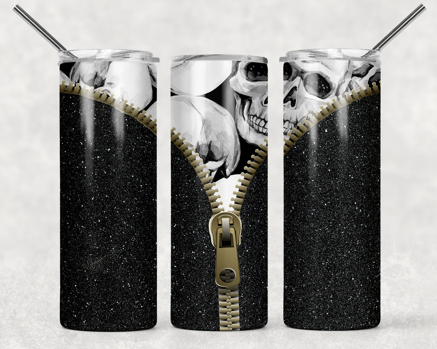 Zipper Skulls Wrap For Straight Tumbler-248