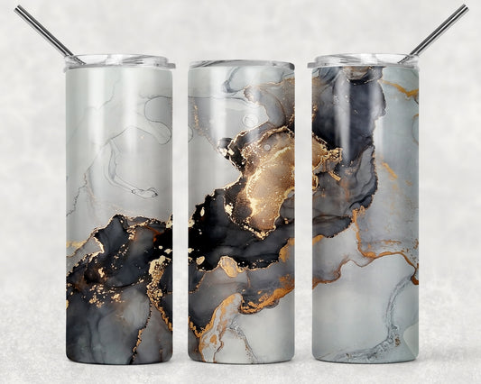 Black and Gold Abstract Wrap For Straight Tumbler-29