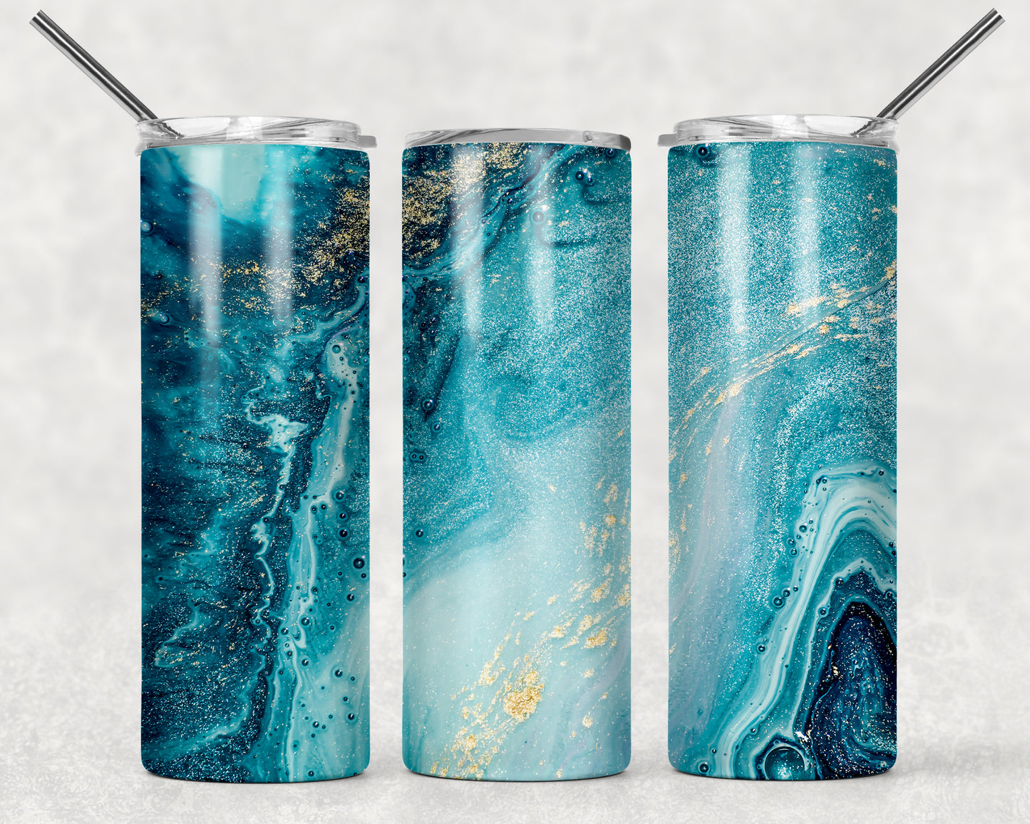 Blue With Gold Abstract Wrap For Straight Tumbler-3