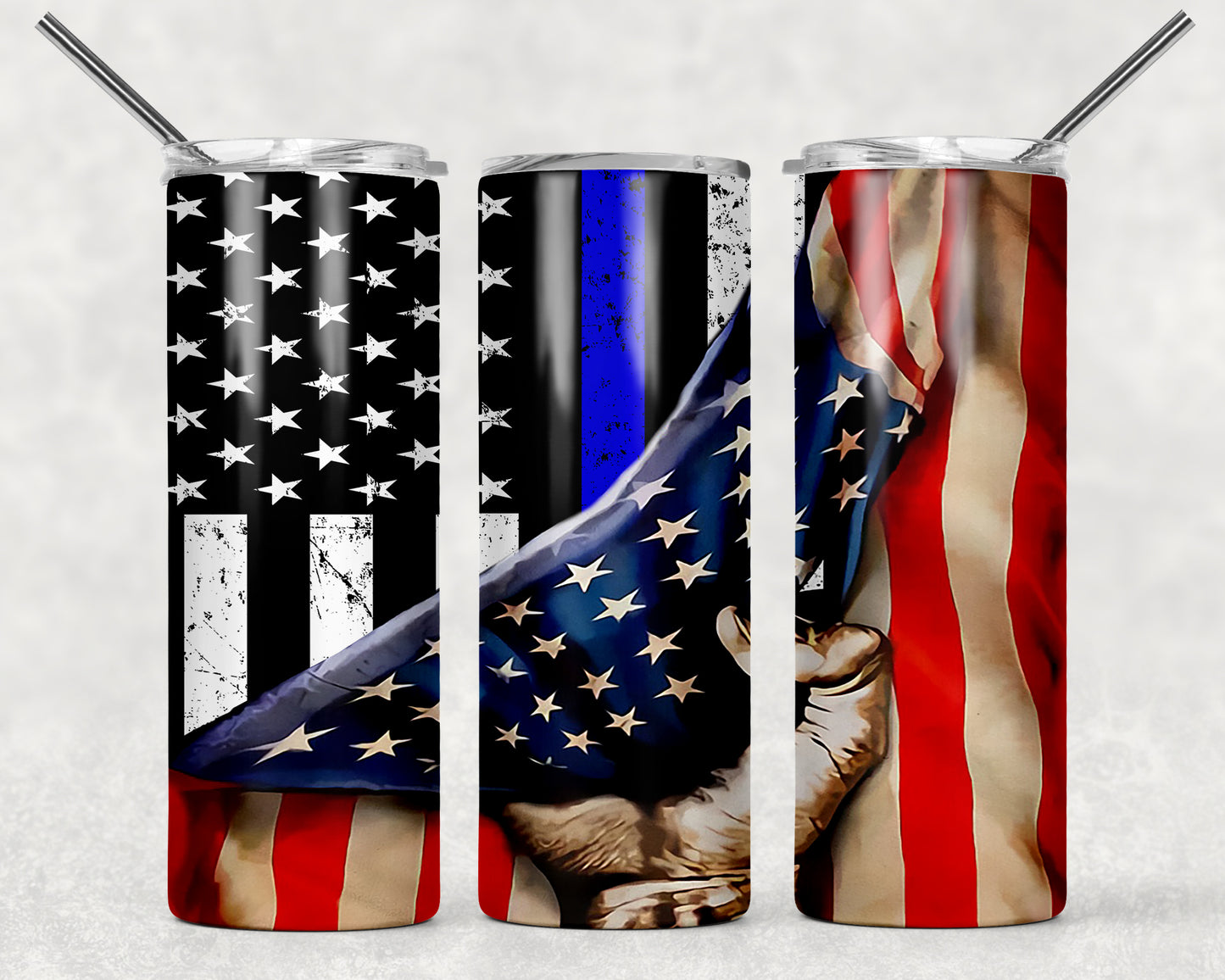 Blue Line Flag Wrap For Straight Tumbler-328