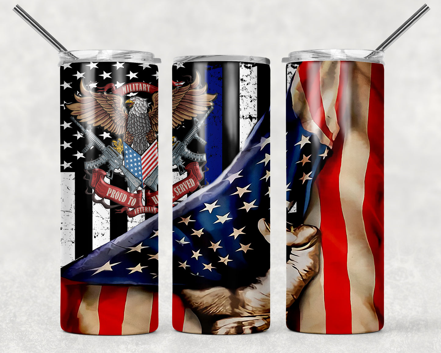 Veteran Flag Wrap For Straight Tumbler-329