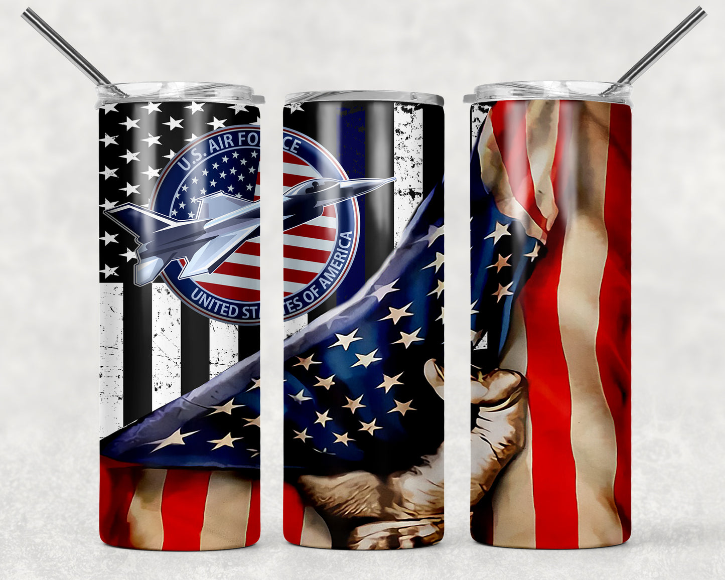 Air Force Flag Wrap For Straight Tumbler-336