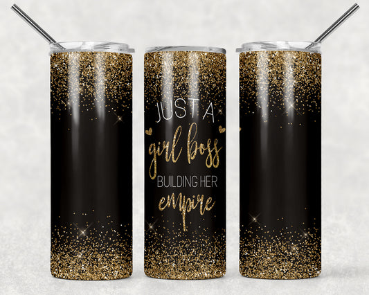 Gold Glitter Girl Boss Wrap For Straight Tumbler-341