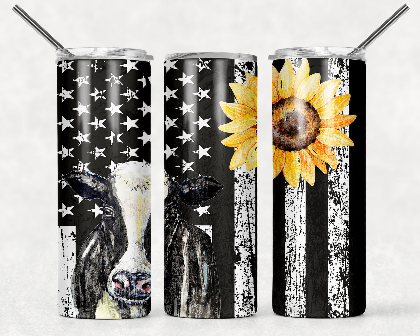 Cow Flag Wrap For Straight Tumbler-526