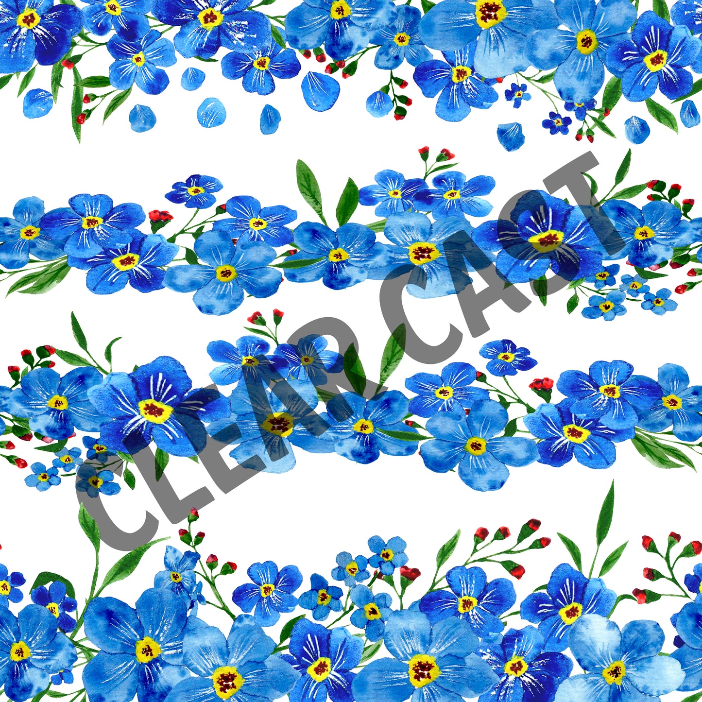 Blue Flowers-Clear Cast