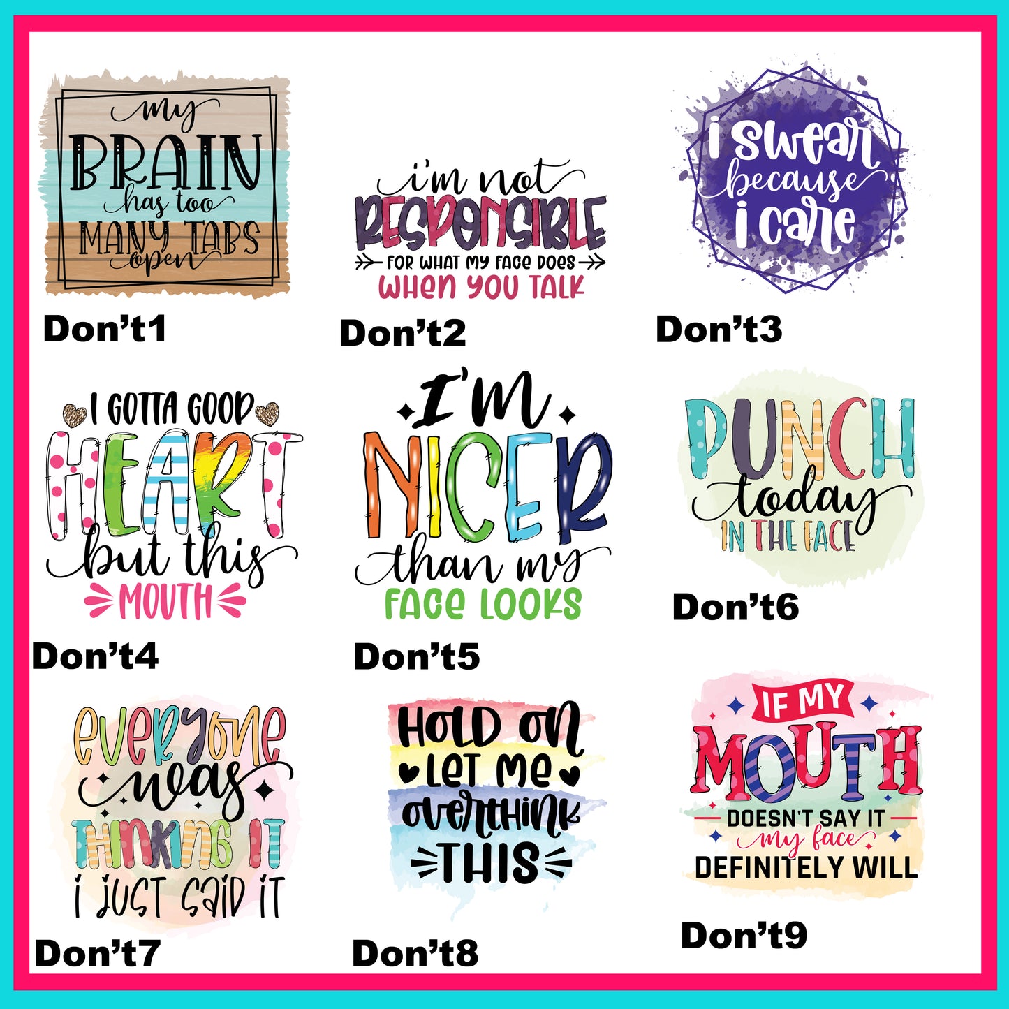 Don't Care Decal Sheet
