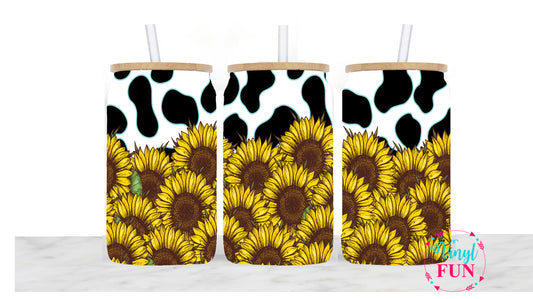 Sunflower Cow Print for Sublimation Libbey Wrap - L12