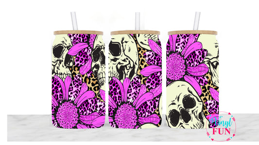 Skull and Flower Sublimation Libbey Wrap - L16