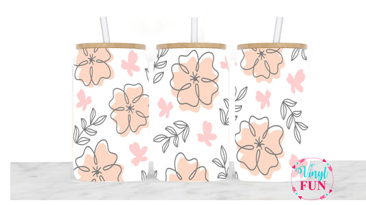 Coral Flowers Sublimation Libbey Wrap - L2