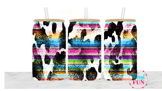 Rainbow and Cow Print Sublimation Libbey Wrap - L35